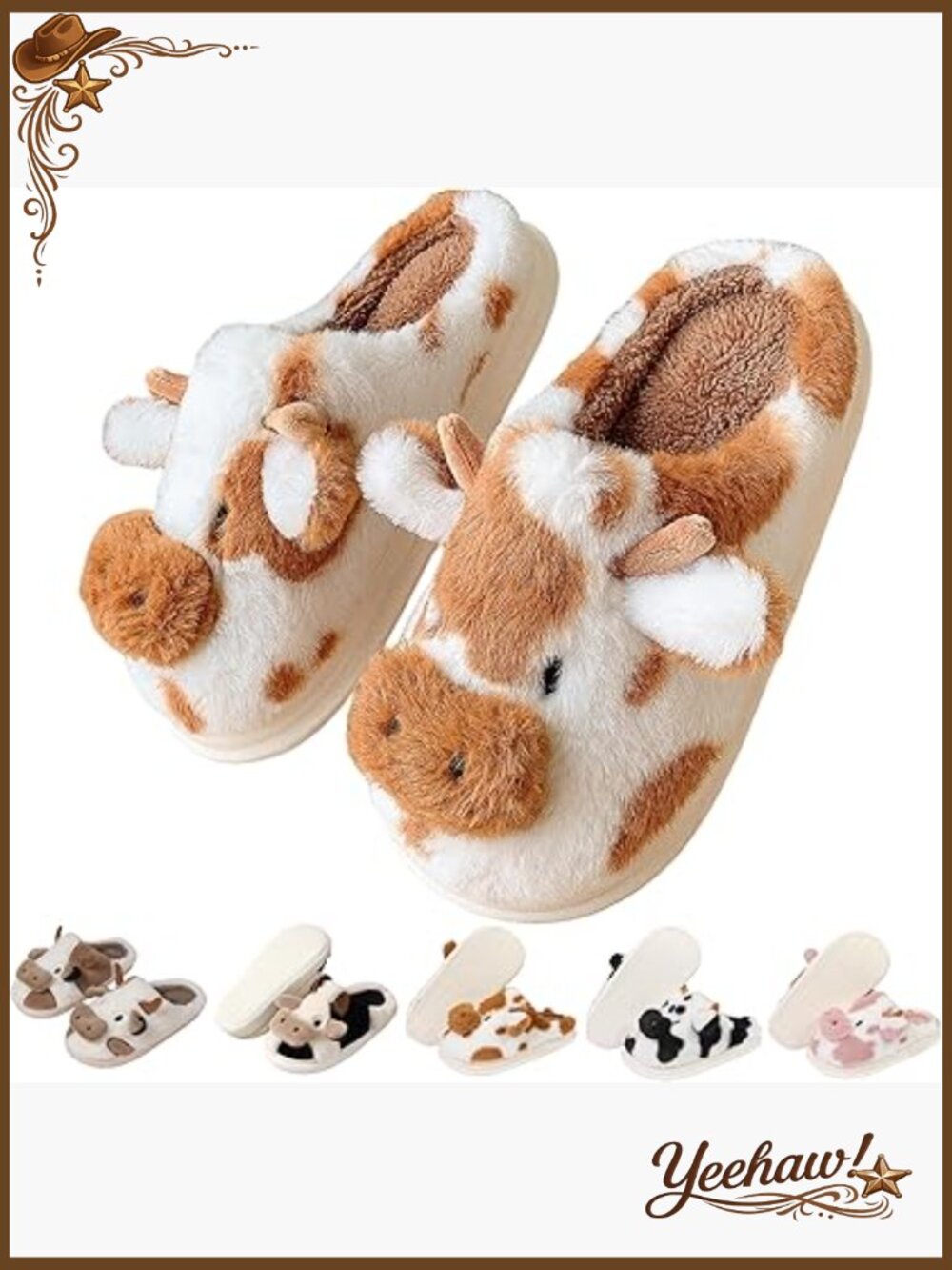 Cozy Faux Fur Animal Slippers for Women, Warm Indoor Outdoor House Shoes